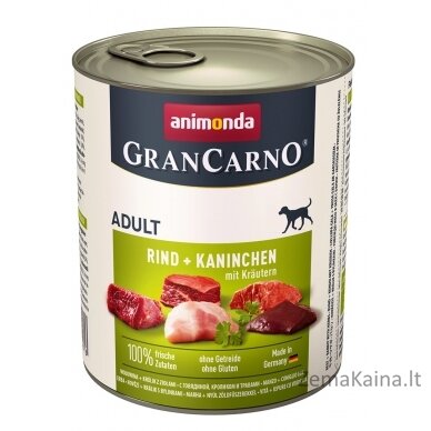 animonda GranCarno beef + rabbit with herbs Petražolės, Jautiena, Triušis Adult 800 g