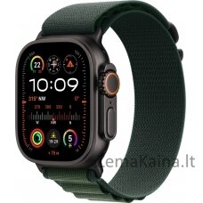 Apple išmanusis laikrodis Apple Watch Ultra 2 GPS + mobilusis 49 mm juodas titano dėklas su tamsiai žalia Alpine kilpa – vidutinis