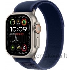 „Apple“ išmanusis laikrodis „Apple Watch Ultra 2“ GPS + mobilusis 49 mm natūralaus titano dėklas su „Blue Trail Loop“ – S/M