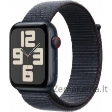 Apple Watch SE GPS + mobilusis išmanusis laikrodis, 44 mm vidurnakčio aliuminio dėklas su rašalu sportine apyranke