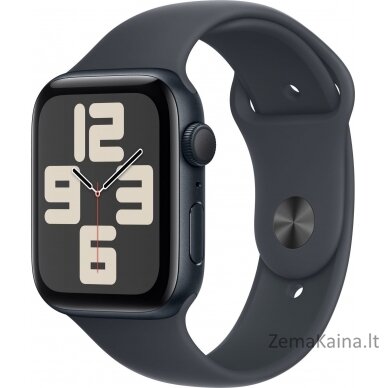 Apple išmanusis laikrodis Apple Watch SE GPS 44mm Midnight aliuminio dėklas su Midnight Sport apyranke – S/M