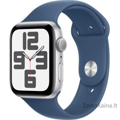 „Apple Watch SE 2024“ GPS išmanusis laikrodis, 40 mm sidabrinis „Alu Sport M/L“ tamsiai mėlynas (MXED3)