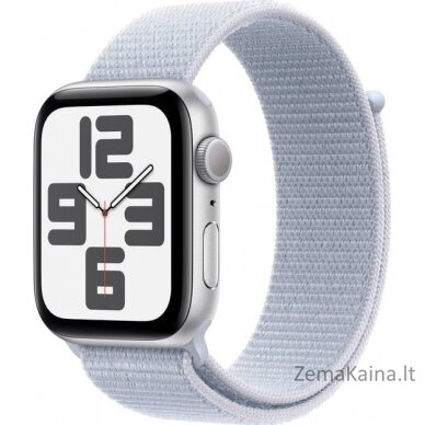 „Apple Watch SE“ GPS 44 mm sidabrinis „Alu Sport Loop“ išmanusis laikrodis mėlynas (MXET3QF/A)