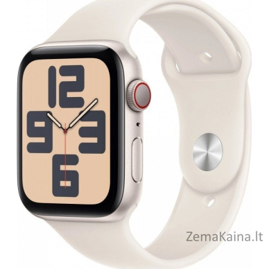 Apple Watch SE GPS + Cellular išmanusis laikrodis, 44 mm moonglow aliuminio dėklas su moonglow sportine apyranke – S/M dydis