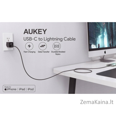 AUKEY CB-CL03 USB kabelis 2 m USB 2.0 USB C Lightning Juoda 4