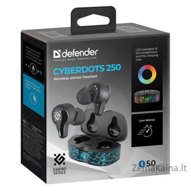 AUSINĖS DEFENDER BLUETOOTH CYBERDOTS 250 GAMING JUODOS 4