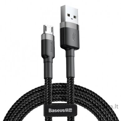 Baseus Cafule 2,4A 1 m Micro USB kabelis (pilkas/juodas)