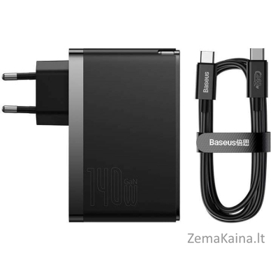 BASEUS WALL CHARGER 2X USB-C + USB (BLACK) 2