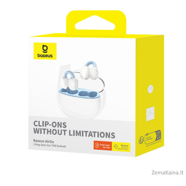 Baseus AirGo 1 Ring Laisvų rankų įranga True Wireless Stereo (TWS) Įkišamos į ausį Skambučiai / muzika Bluetooth Balta 5
