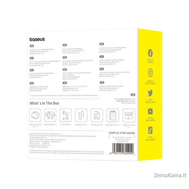 Baseus Bowie E20 Laisvų rankų įranga Bevielis Įkišamos į ausį Skambučiai / muzika Bluetooth Juoda 8