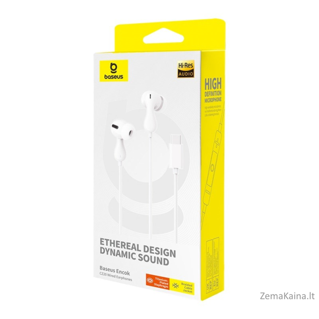 Baseus Encok CZ20 Laisvų rankų įranga Vielinis Įkišamos į ausį Skambučiai / muzika C tipo USB Balta 5