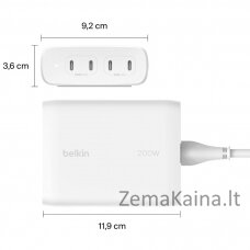 BELKIN WALL CHARGER 4X PORT USB-C GAN 200W, WHITE