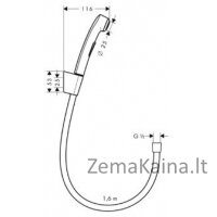 Bidetės dušas su žarna ir laikikliu 160 cm HG32128000 1