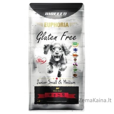 BIOFEED Euphoria Gluten Free Junior small & medium Beef - dry dog food - 12kg