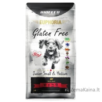 BIOFEED Euphoria Gluten Free Junior small & medium Beef - dry dog food - 2kg