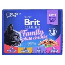 BRIT Cat Pouches Family Plate - drėgno kačių ėdalo - 12 x 100g