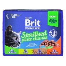 BRIT Premium Cat Sterilised Plate - drėgno kačių ėdalo - 12x100g