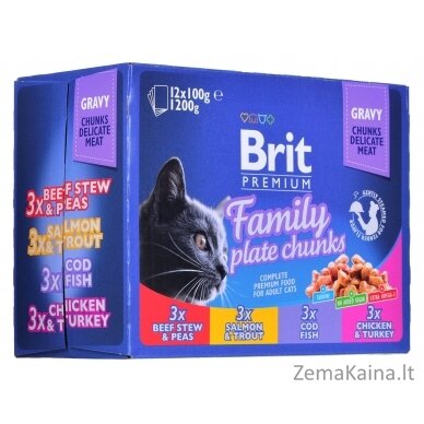 BRIT Cat Pouches Family Plate - drėgno kačių ėdalo - 12 x 100g 2