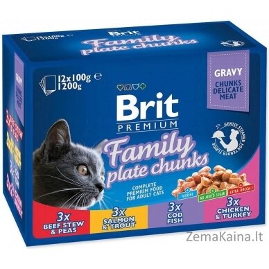 BRIT Cat Pouches Family Plate - drėgno kačių ėdalo - 12 x 100g 3