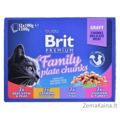 BRIT Cat Pouches Family Plate - drėgno kačių ėdalo - 12 x 100g 1