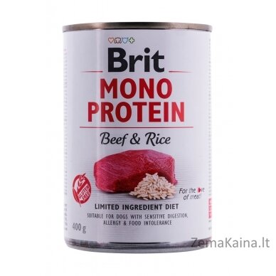 BRIT Mono Protein Beef&Rice - mokra karma z wołowiną i ryżem dla psów dorosłych - 400 g 1