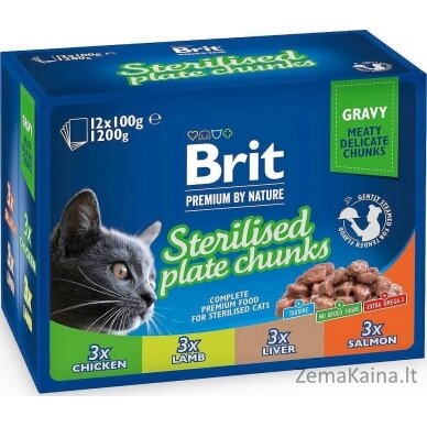 BRIT Premium Cat Sterilised Plate - drėgno kačių ėdalo - 12x100g 3