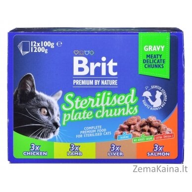 BRIT Premium Cat Sterilised Plate - drėgno kačių ėdalo - 12x100g 1