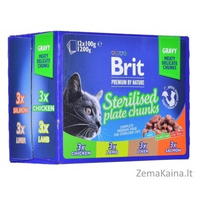 BRIT Premium Cat Sterilised Plate - drėgno kačių ėdalo - 12x100g 2