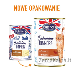BUTCHER'S Delicious Dinners Pieces su elniena drebučiuose - drėgnas kačių ėdalas - 400g