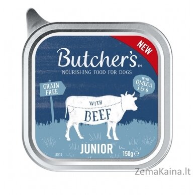 BUTCHER'S Original Junior Mega pack mix Pate - šlapias maistas šunims - 4 x 150g 1