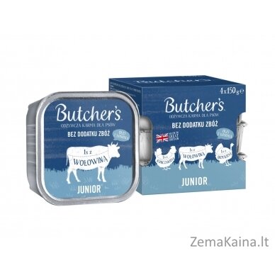 BUTCHER'S Original Junior Mega pack mix Pate - šlapias maistas šunims - 4 x 150g