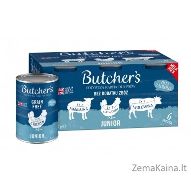 BUTCHER'S Original Junior Mega pack mix - šlapias maistas šunims - 6 x 400g