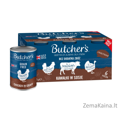 BUTCHER'S Original Mega pack mix with vegetables in gravy- šlapias maistas šunims - 6 x 400g