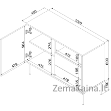 Cama 1D2S TRESSE komoda 100x40x75 kašmyro matinis