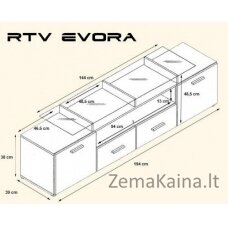 Cama EVORA WE/BI TV stovas / baldas garso ir vaizdo aparatūrai 2 stalčiai