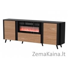 Cama Volare chest of drawers 200 x 39 x 75 cm black/walnut + fireplace