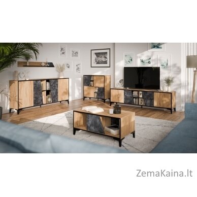 Cama 4D knygų spinta OVO 90x38xH90 ąžuolas/betonas 3