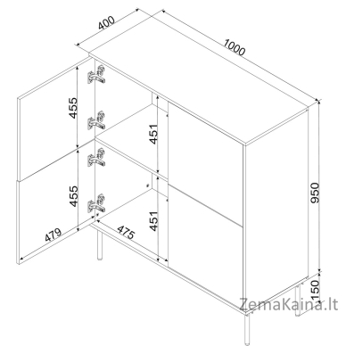 Cama 4D komoda TRESSE 100x40x110 matinės žalios spalvos 3