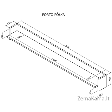 Cama Lentyna PORTO 150x18x16,5 ąžuolas/juoda 2