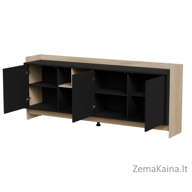 Cama PORTO 3D komoda 190x38x77 ąžuolas/juoda 1