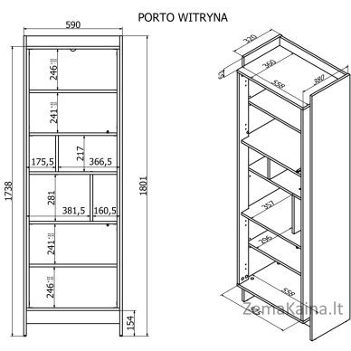 Cama PORTO 59x38x180 vitrina ąžuolas/juoda 3