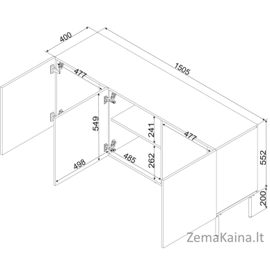 Cama SIENA komoda 150,5x40x75 kašmyro matinis 3