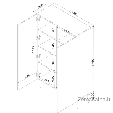 Cama Vitrina PALAZZO BIS 100x39x166 matinės juodos spalvos 3