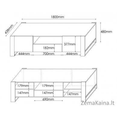 Cama WOOD RTV TV stovas / baldas garso ir vaizdo aparatūrai 1 stalčiai 2 spintos 5