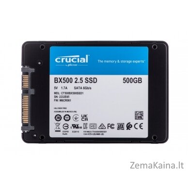 Crucial CT500BX500SSD1 SSD diskas 2.5" 500 GB „Serial ATA III“ 3D NAND 3