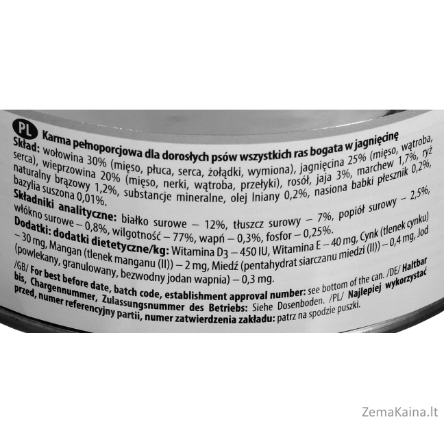 Dolina Noteci Premium daug ėrienos - šlapias šunų maistas - 800g 2