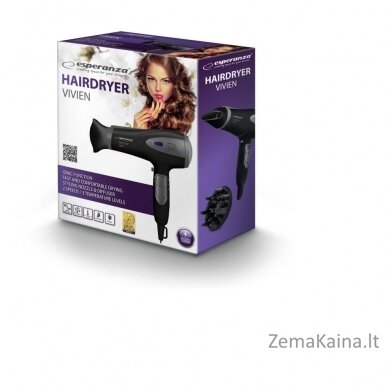 Dryer for hair Esperanza Ionic Viven EBH005K (2200W; black color) 1