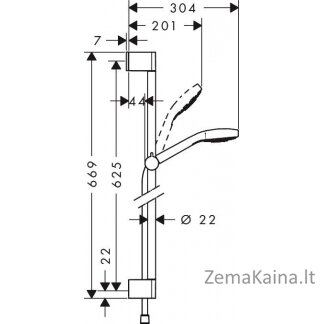 Dušo komplektas Hansgrohe Croma Select E 1 Jet 0.65 m, 26584400 1