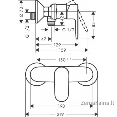 Dušo maišytuvas Hansgrohe Vernis Blend, 71640670, juodas matinis 1