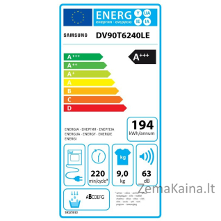 Džiovyklė Samsung DV90T6240LE/S7